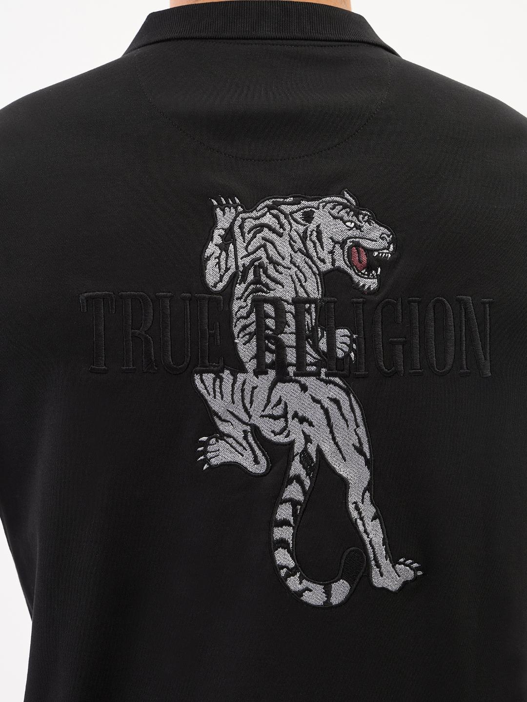 True Religion Men Black Solid Polo Tshirt