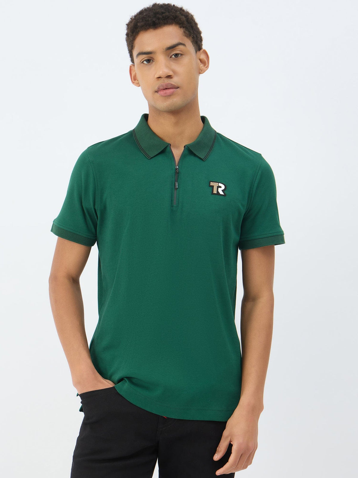 True Religion Men Green Solid Polo Tshirt