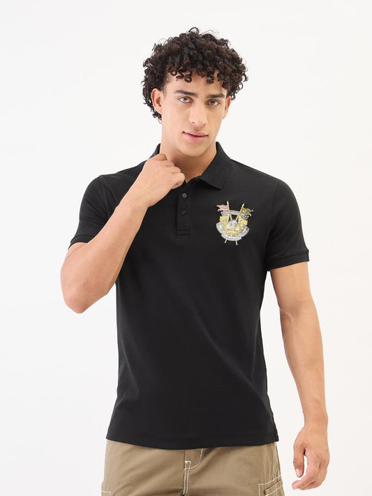 True Religion Men Black Solid Polo Tshirt