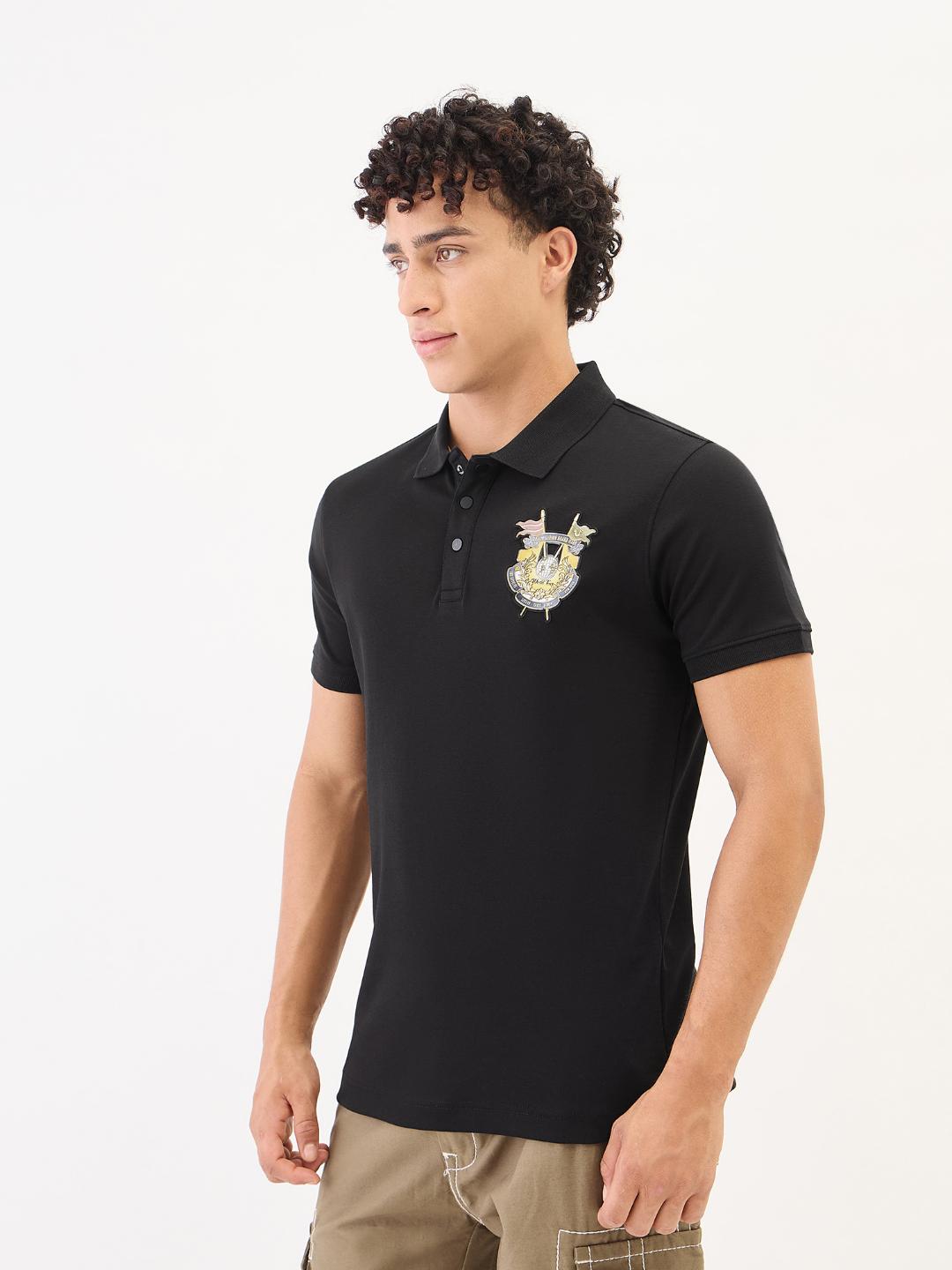 True Religion Men Black Solid Polo Tshirt