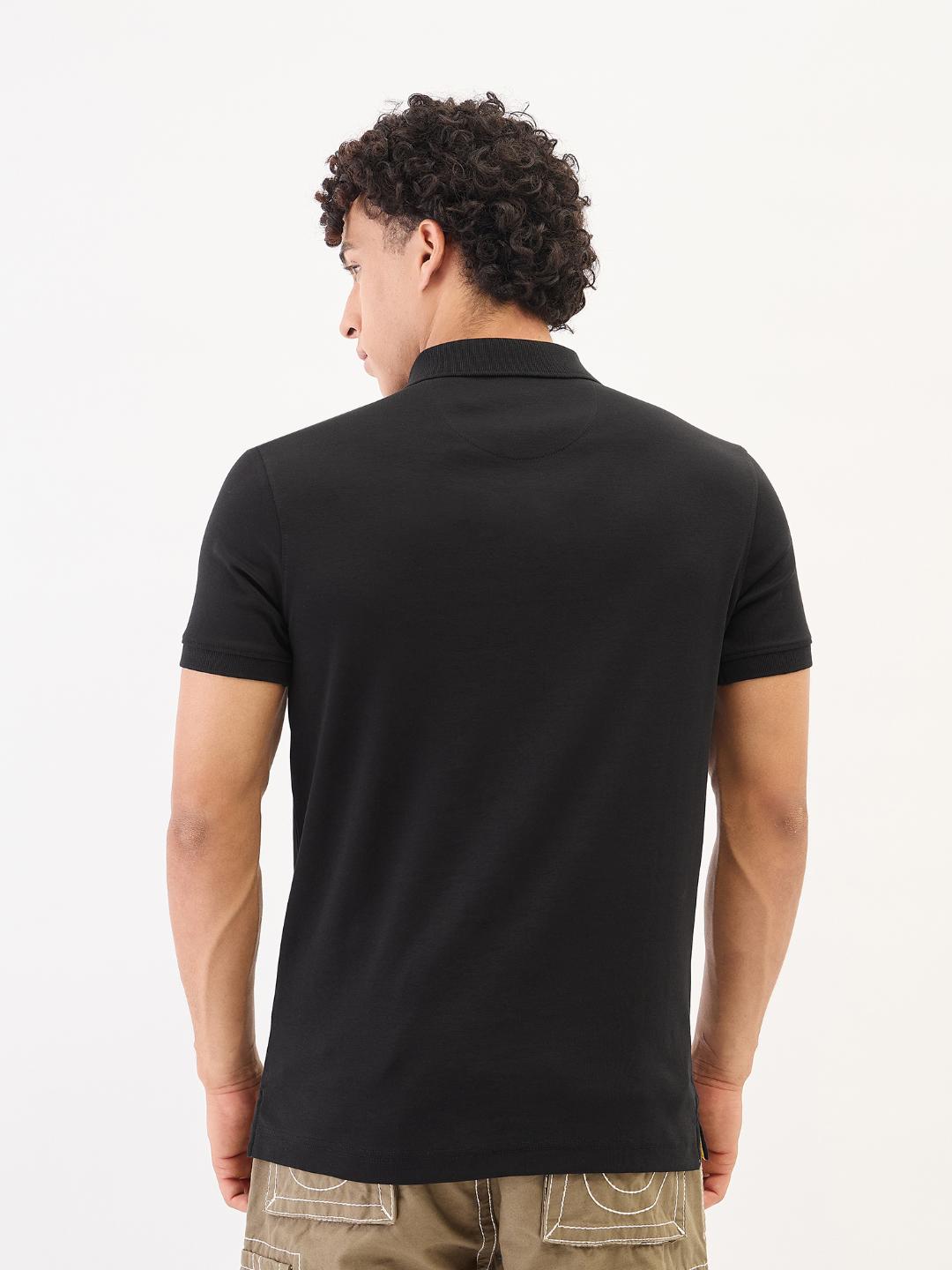 True Religion Men Black Solid Polo Tshirt