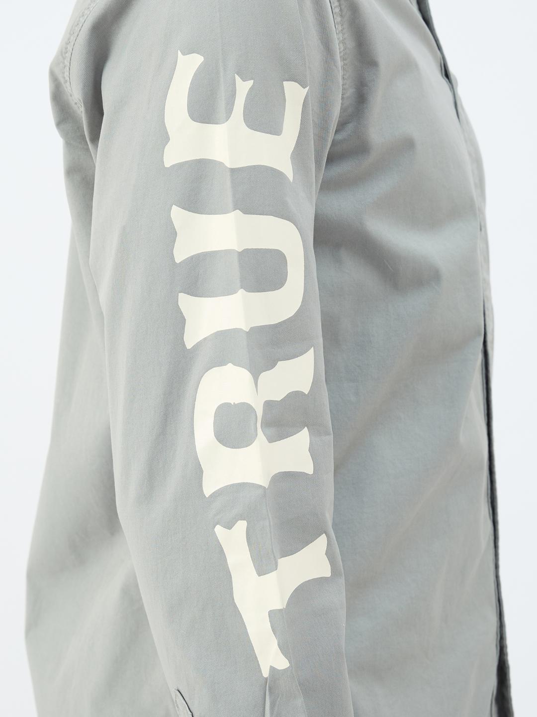 True Religion Men Grey Solid Collar Shirt