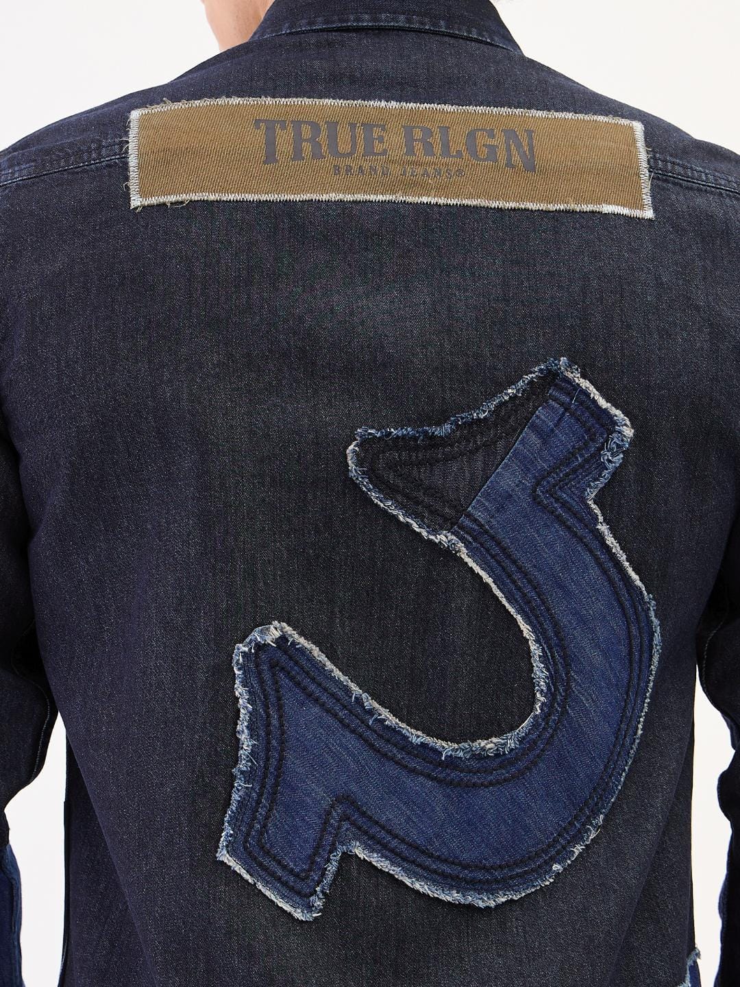 True Religion Men Blue Solid Collar Shirt