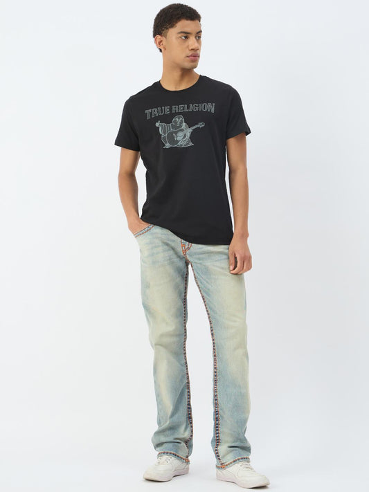 True Religion Men Black Solid Round Neck Tshirt