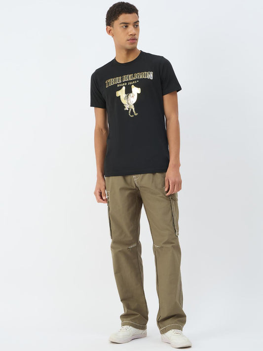 True Religion Men Black Solid Round Neck Tshirt