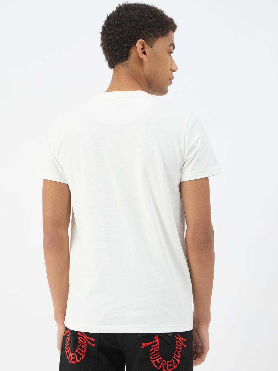 True Religion Men Cream Solid Round Neck Tshirt