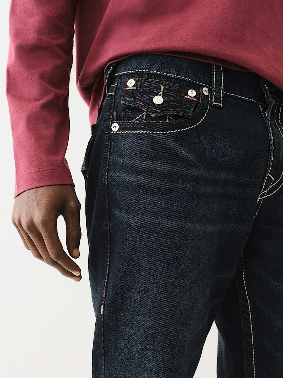 True Religion Men BIG T Ricky Straight Fit Dark Wash Jeans