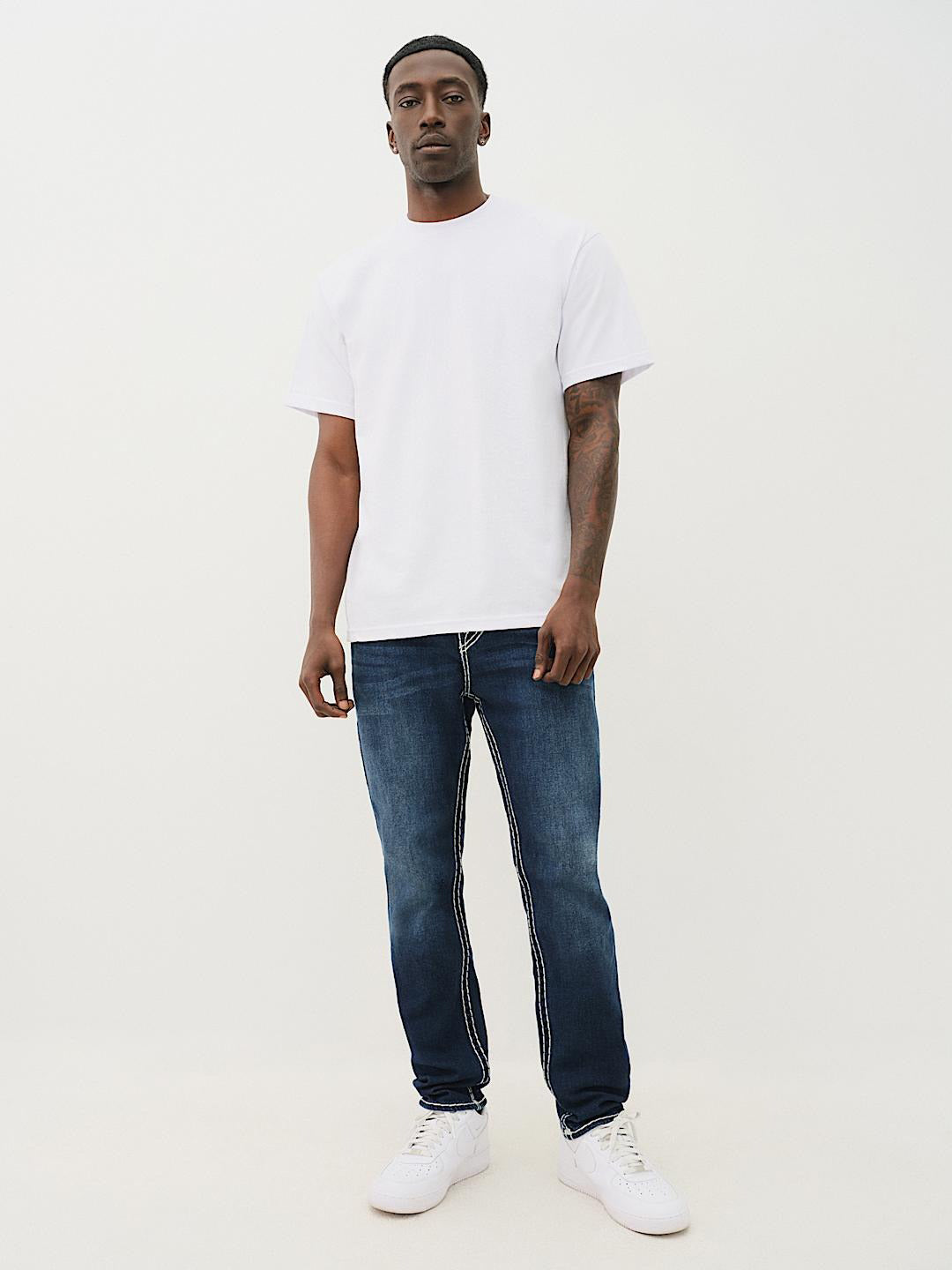 True Religion Men SUPER T Rocco Slim Fit Dark Wash Jeans