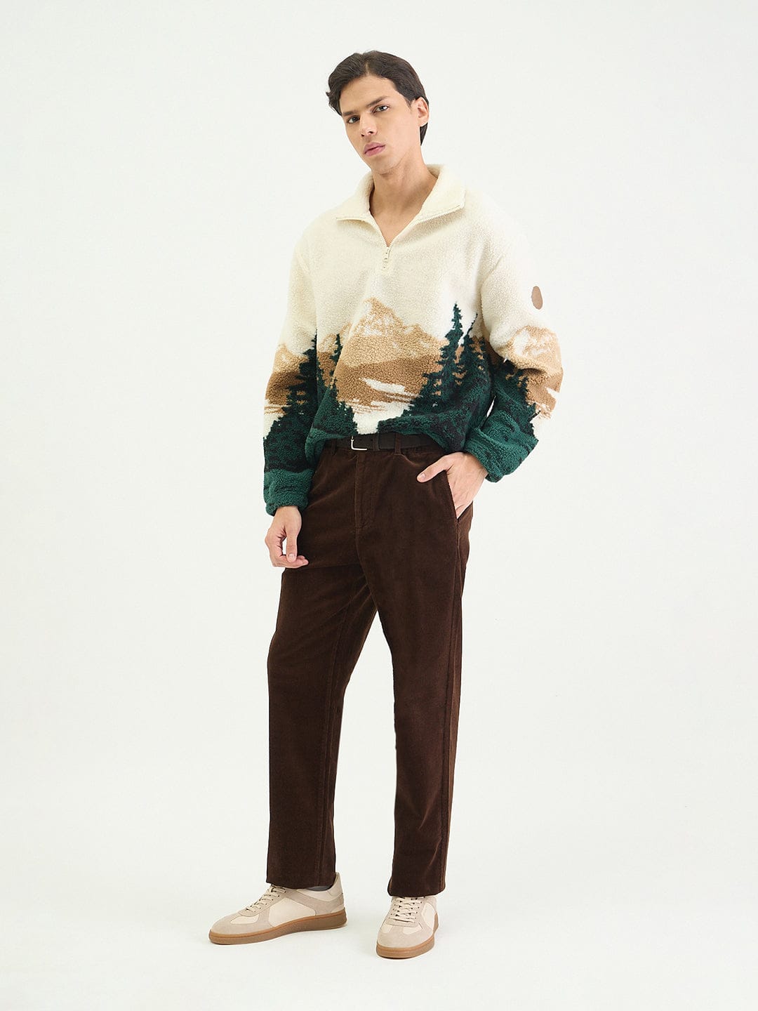 Gant Men Relaxed Multicolour Printed Jacquard Fleece Sweater