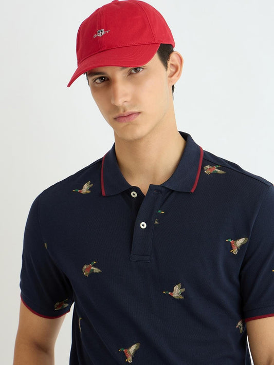 Gant Men Blue Embroidered Polo Tshirt