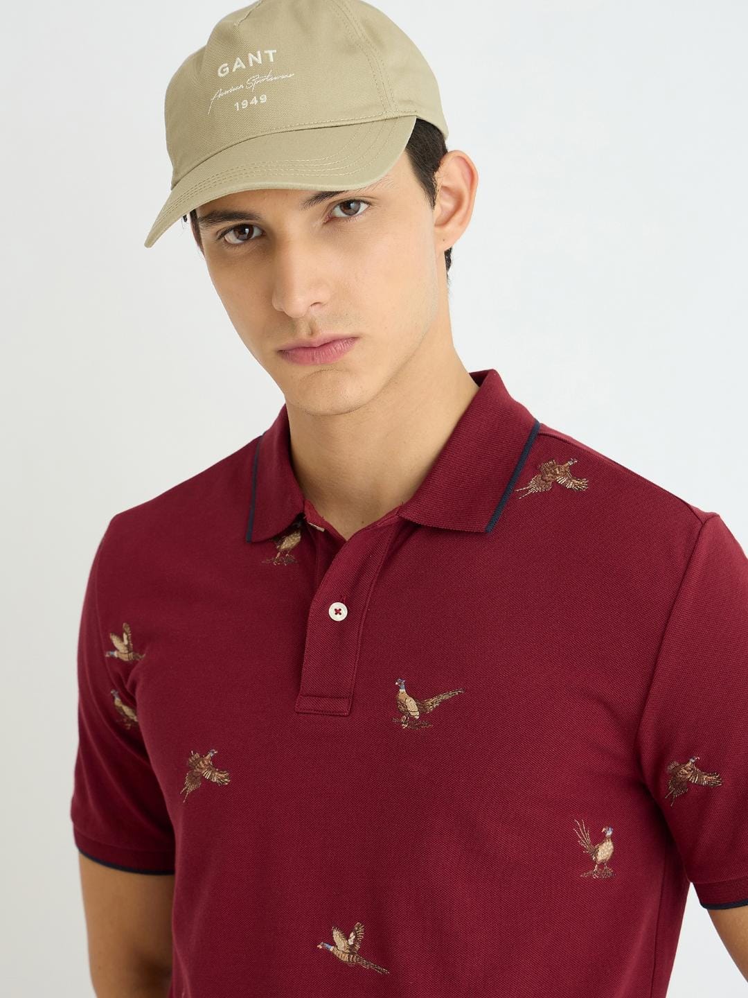 Gant Men Blue Embroidered Polo Tshirt