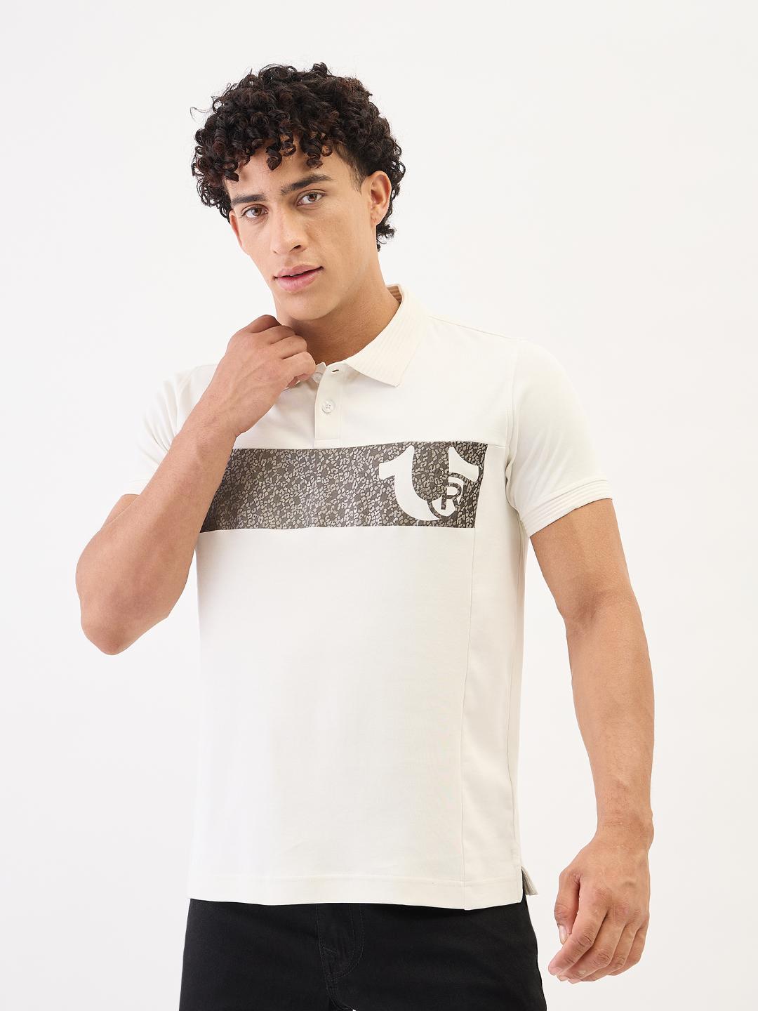 True Religion Men Cream Solid Polo Tshirt