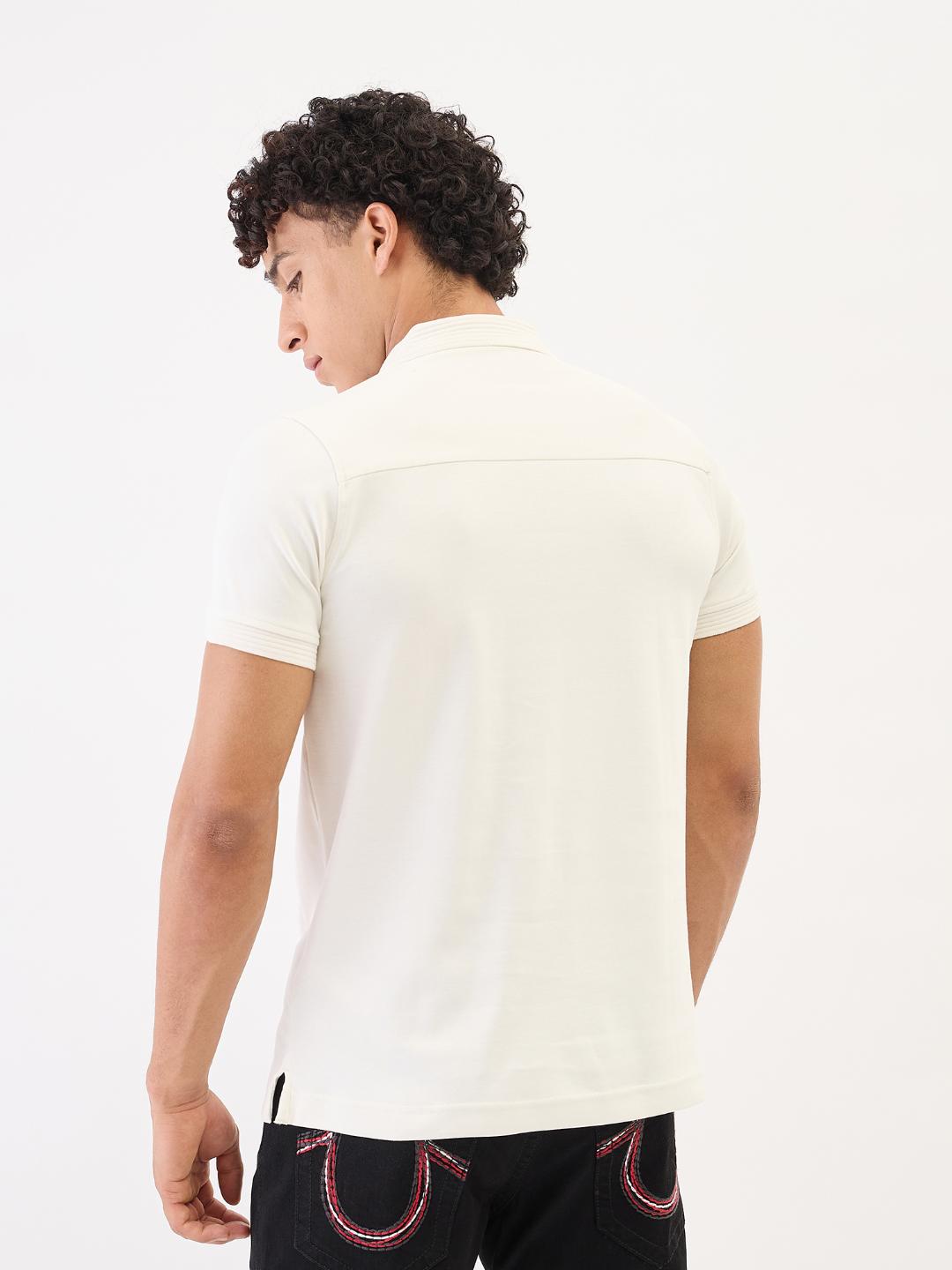 True Religion Men Cream Solid Polo Tshirt