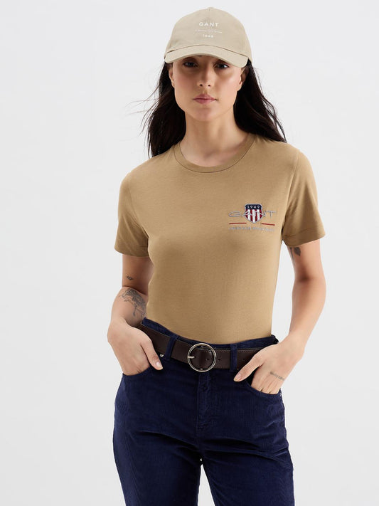 Gant Women Brown Graphic Crew Neck Tshirt