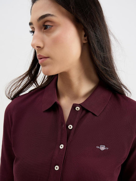 Gant Women Red Solid Polo Tshirt