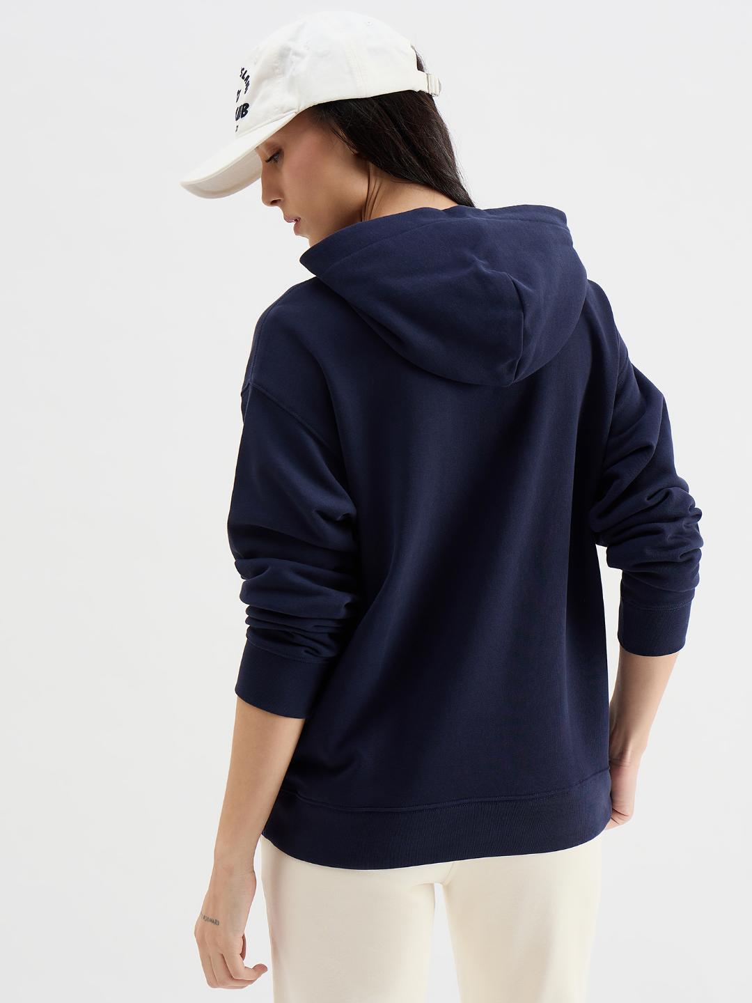 Gant Women Blue Melange Hooded Sweatshirt