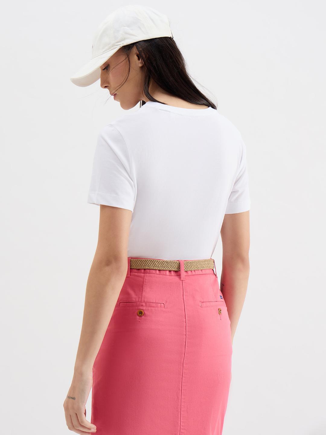 Gant Women White Melange Crew Neck Tshirt