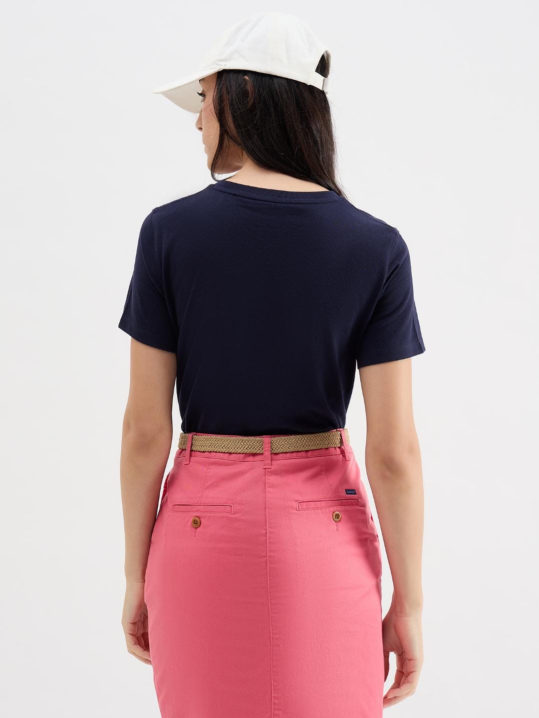 Gant Women Blue Melange Crew Neck Tshirt