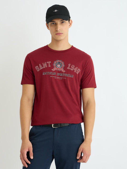 Gant Men Red Printed Crew Neck Tshirt