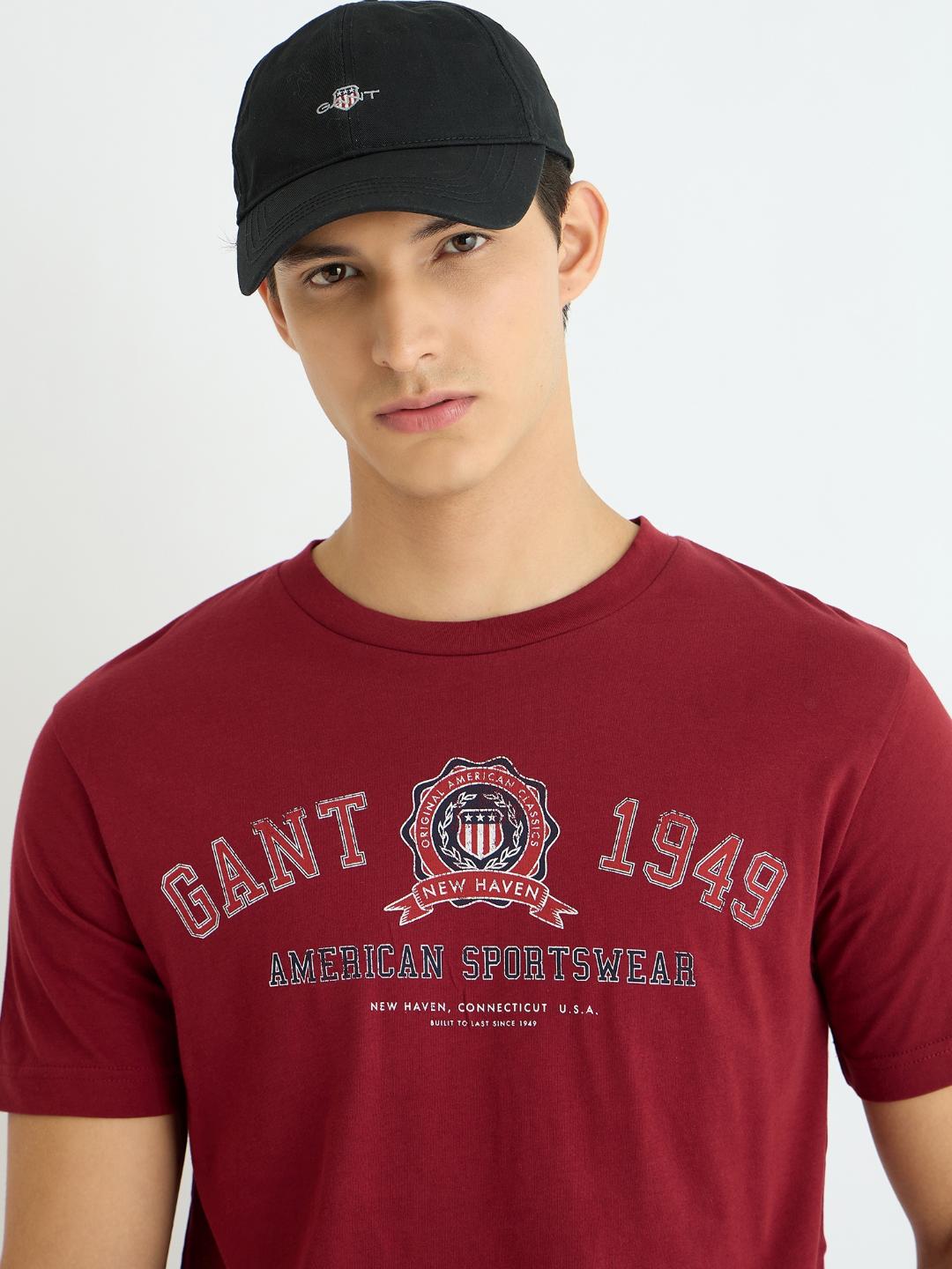 Gant Men Red Printed Crew Neck Tshirt