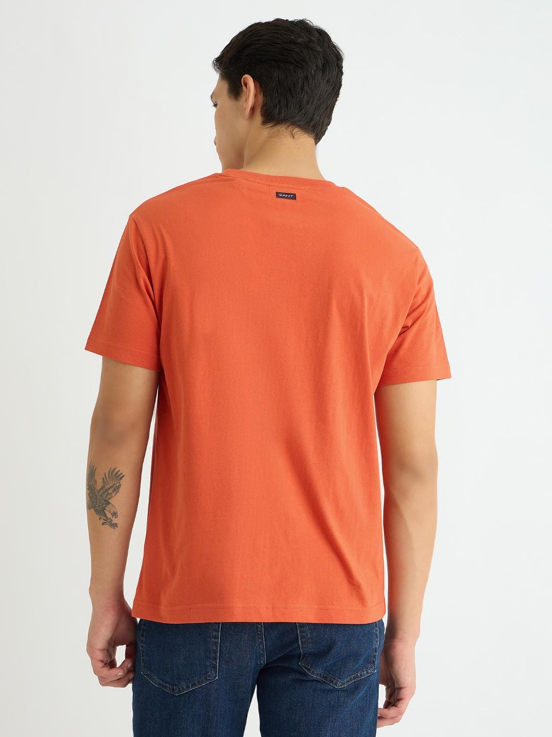 Gant Men Orange Printed Crew Neck Tshirt