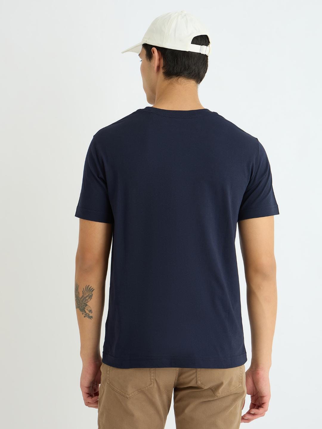 Gant Men Blue Solid Crew Neck Tshirt