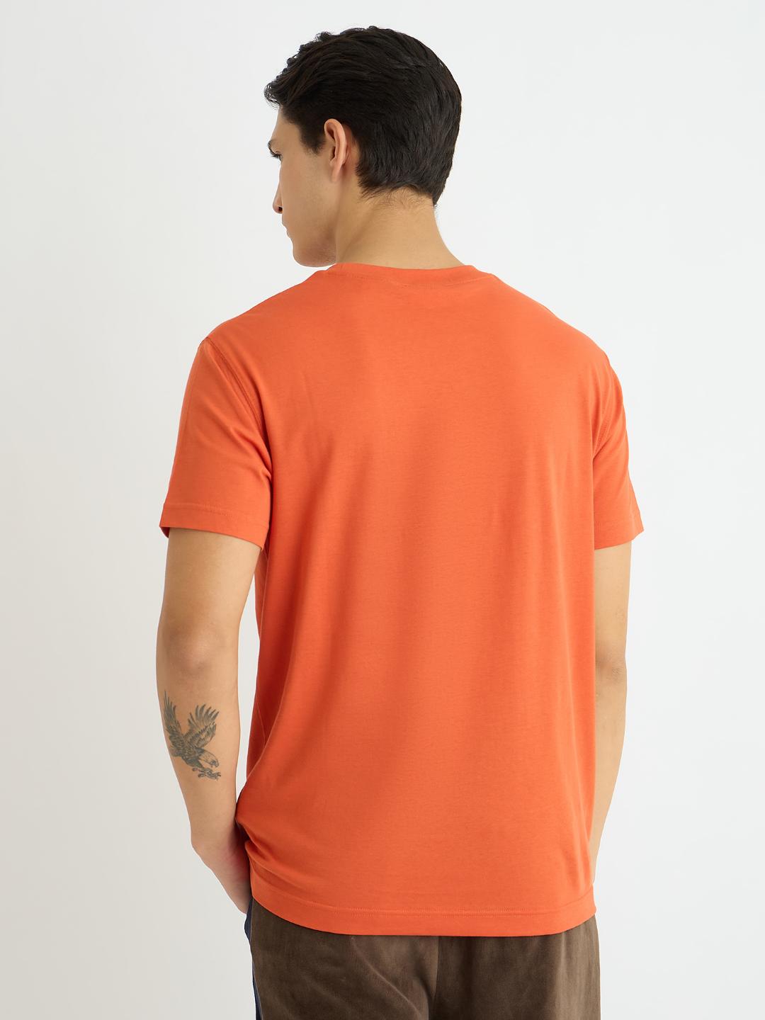 Gant Men Orange Solid Crew Neck Tshirt