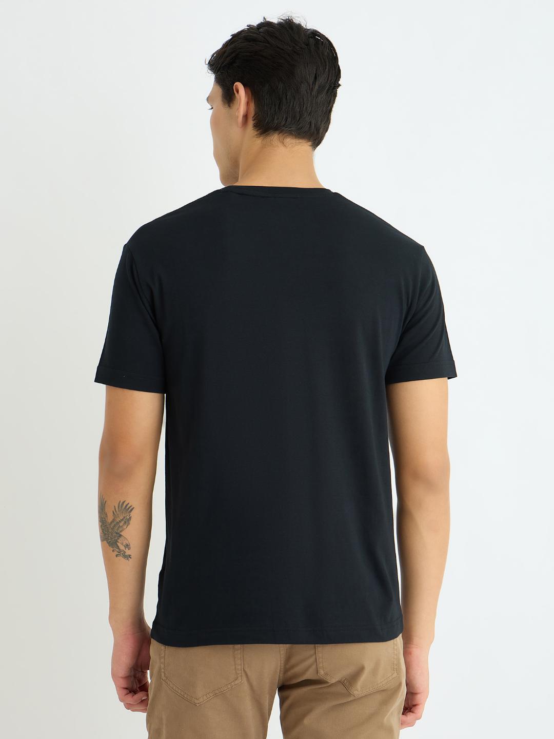 Gant Men Black Printed Crew Neck Tshirt