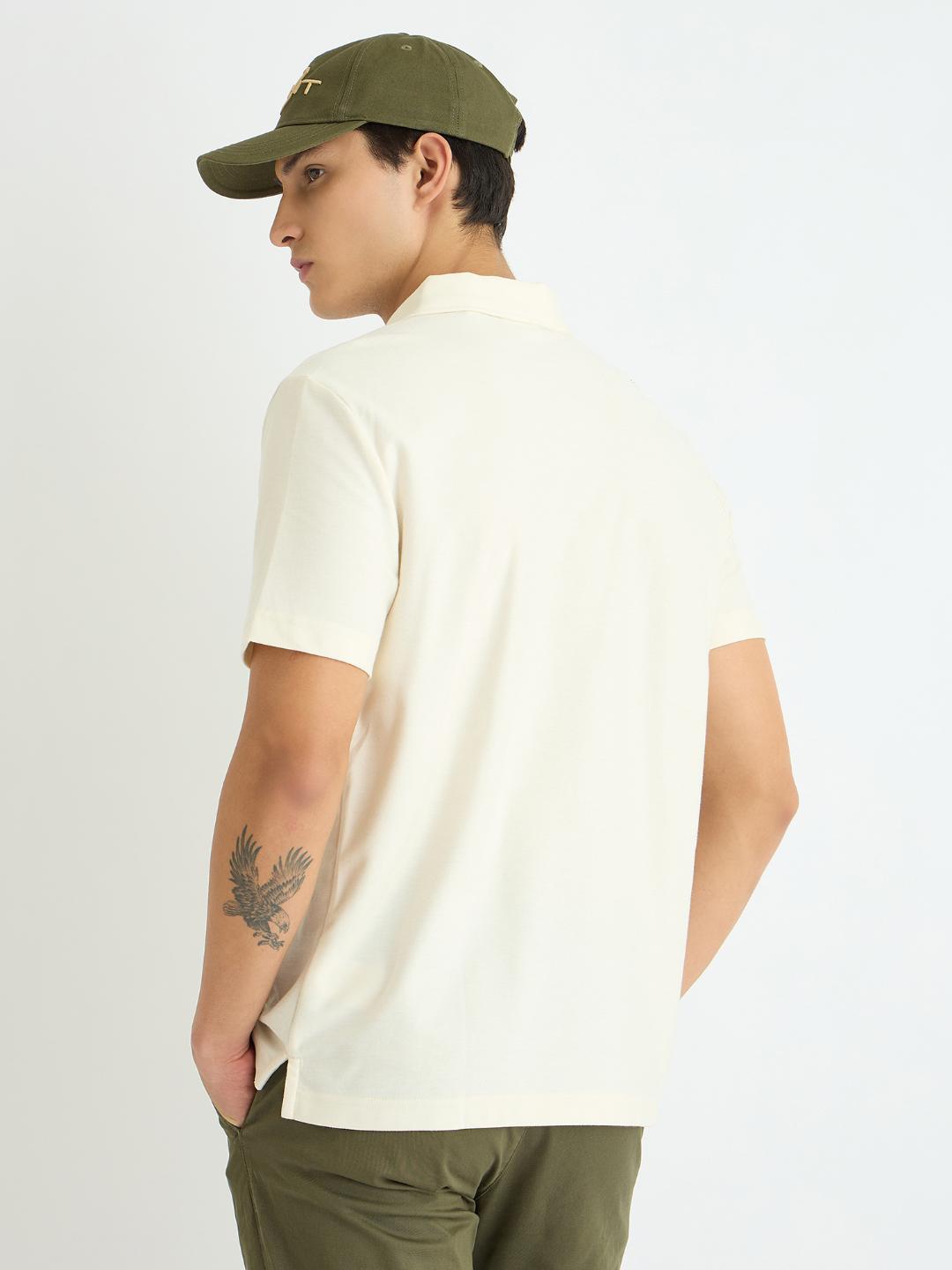 Gant Men Cream Solid Polo Tshirt