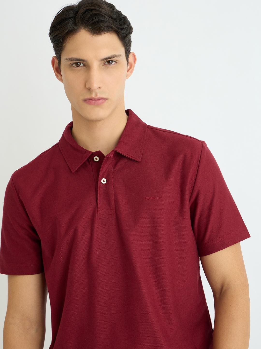 Gant Men Red Solid Polo Tshirt