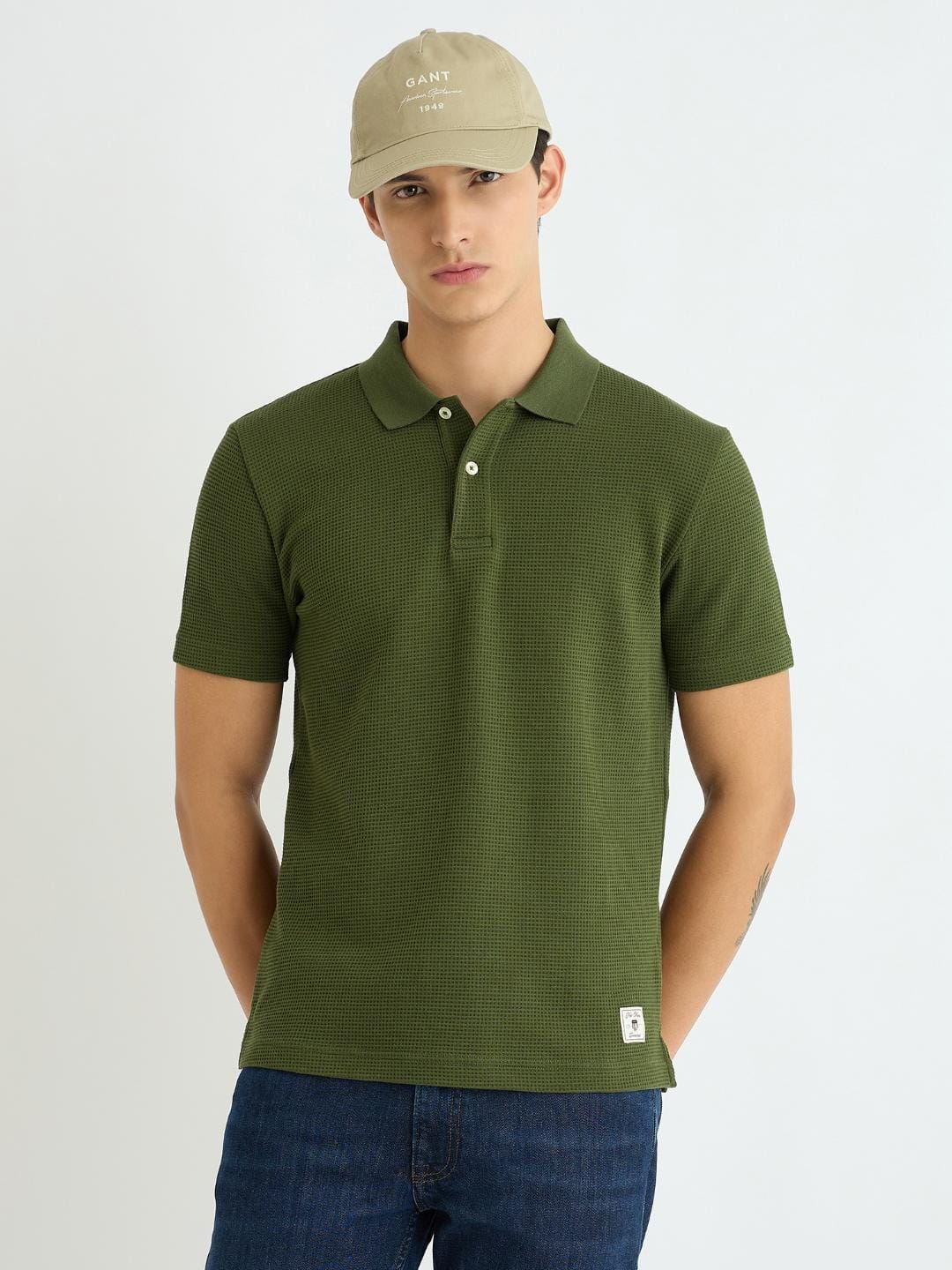 Gant Men Green Solid Polo Tshirt