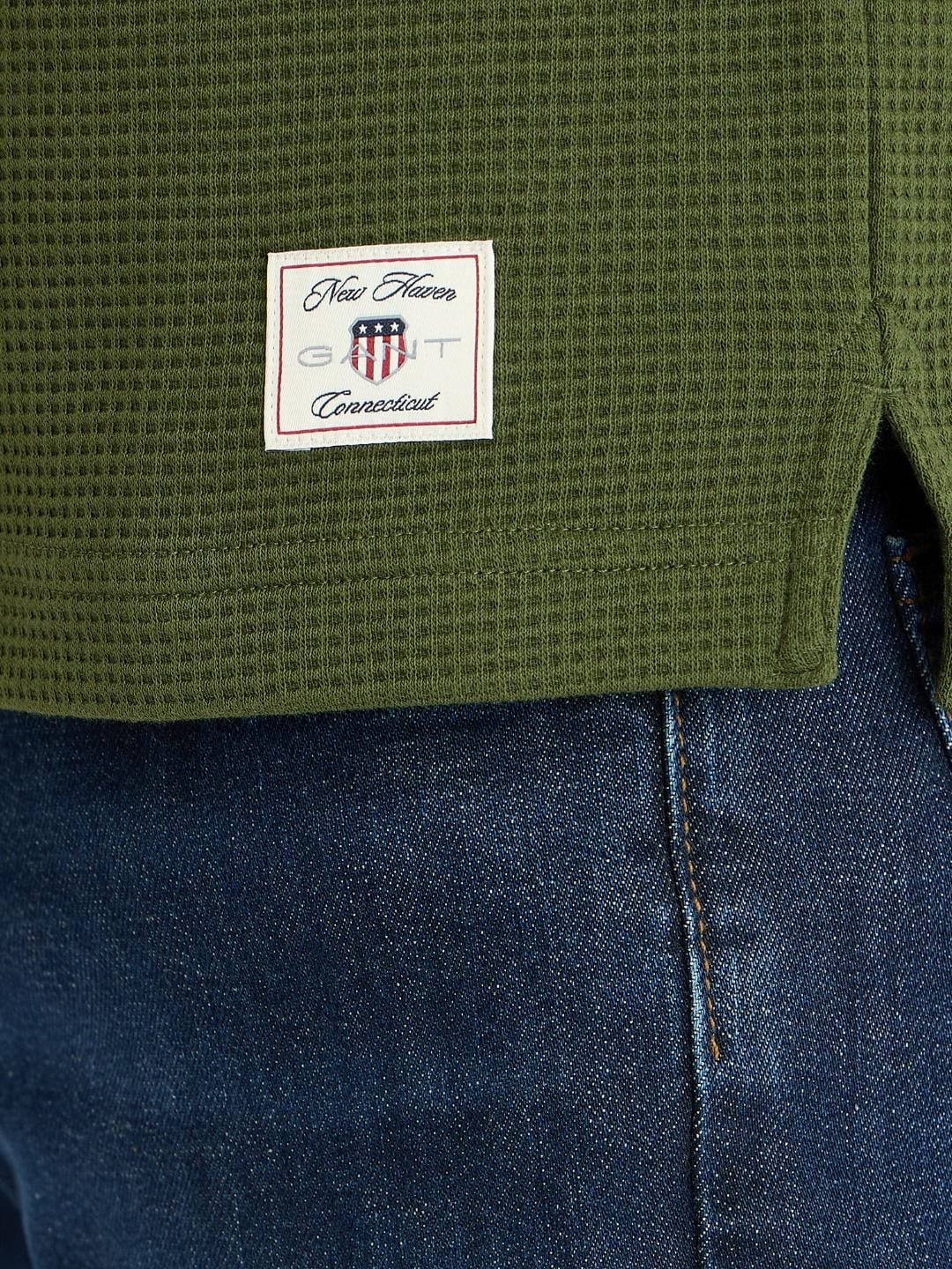 Gant Men Green Solid Polo Tshirt