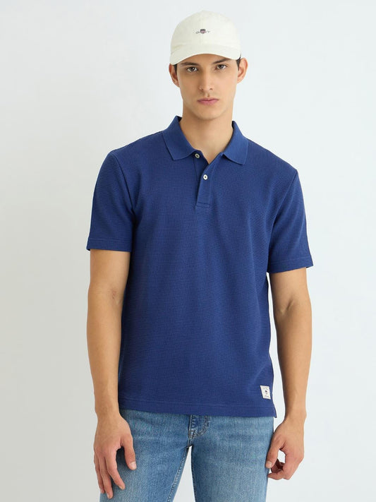 Gant Men Blue Solid Polo Tshirt