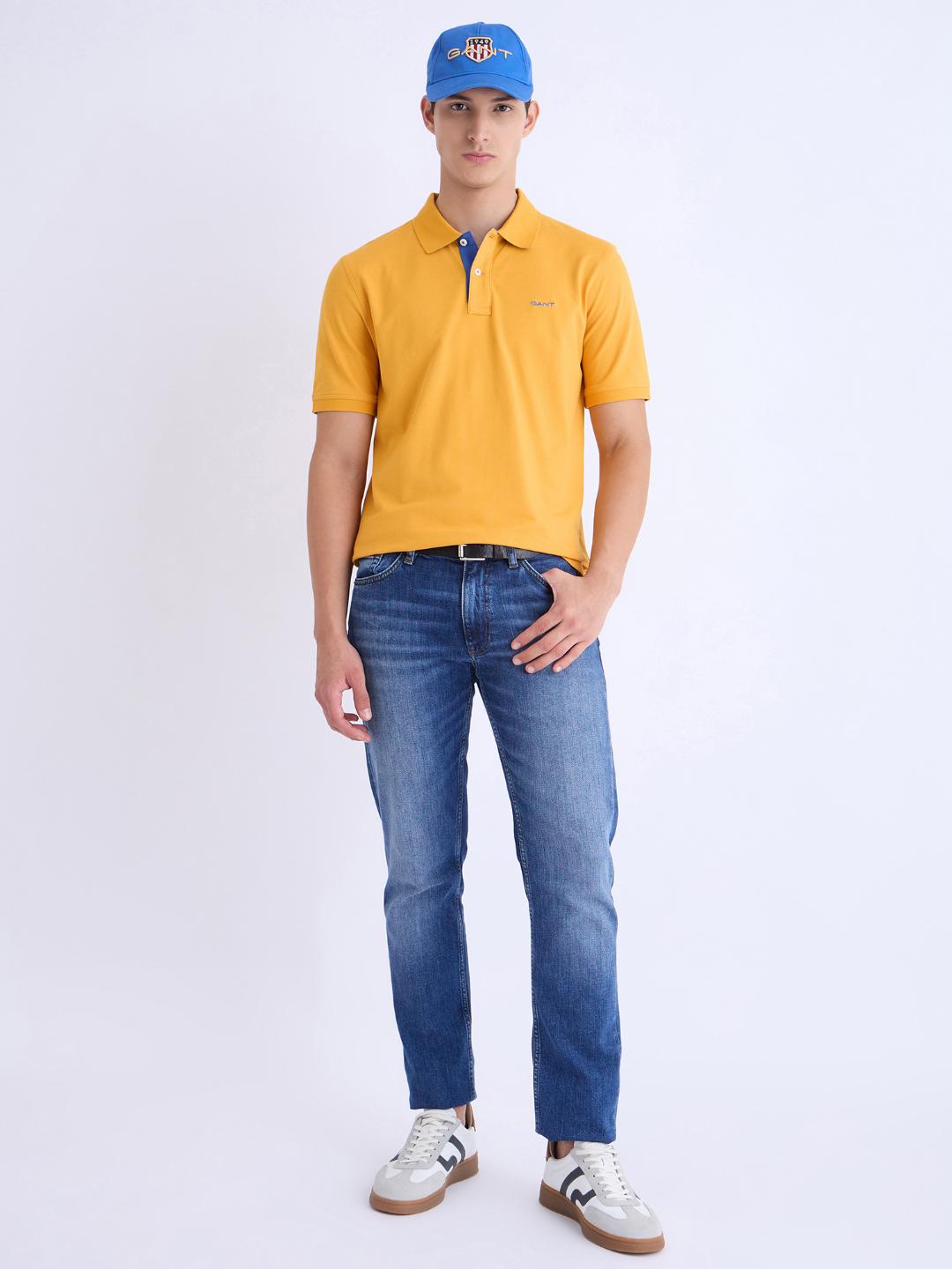 Gant Men Yollow Solid Polo Tshirt