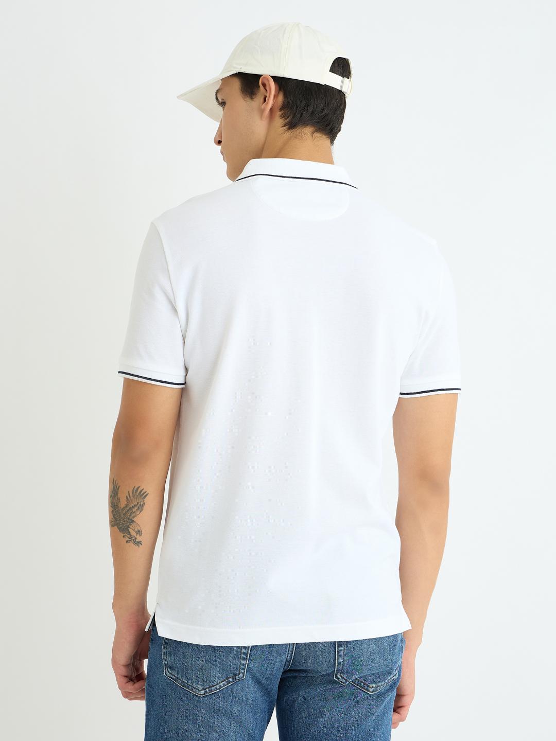 Gant Men White Solid Polo Tshirt