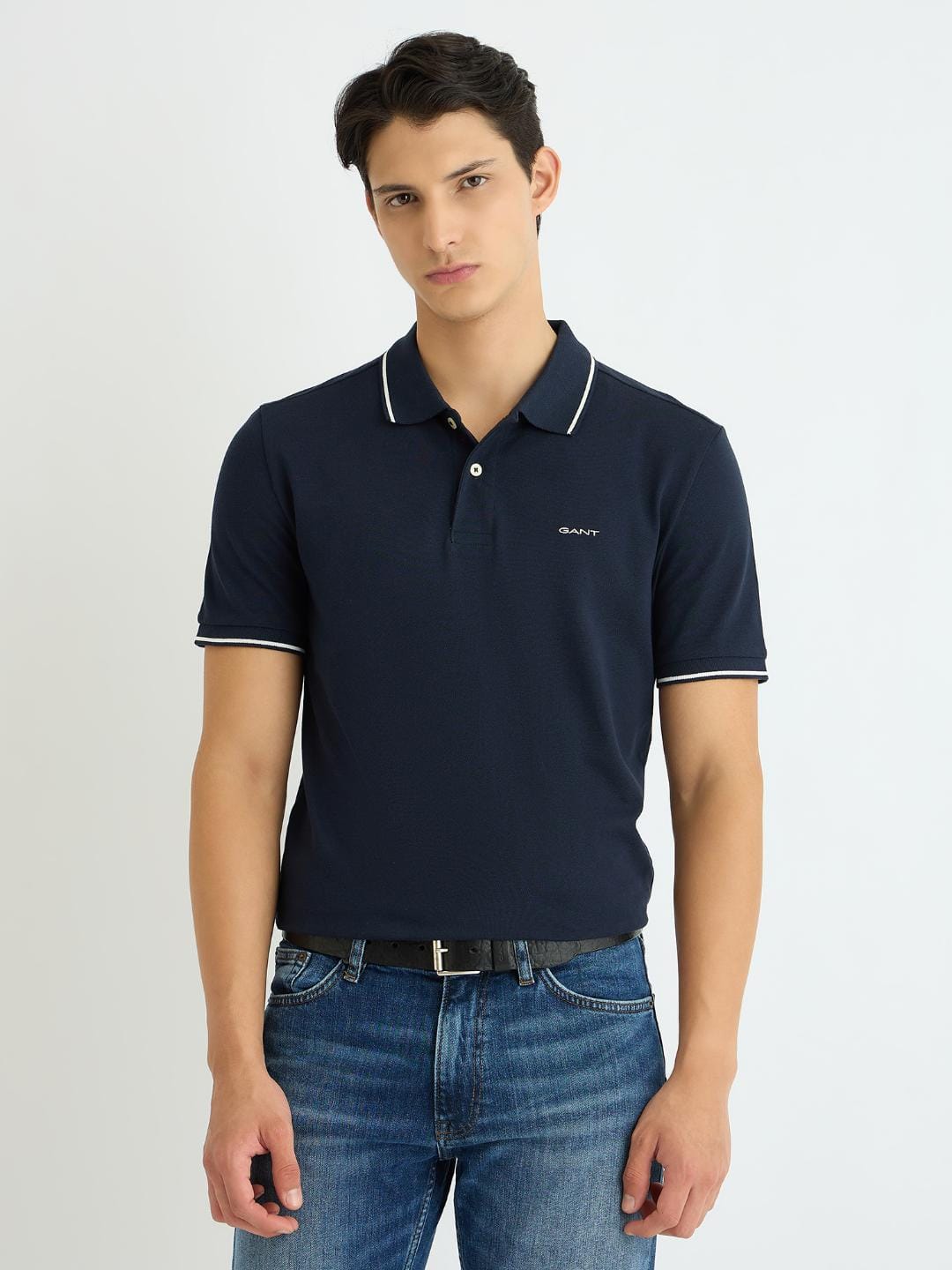 Gant Men Blue Solid Polo Tshirt