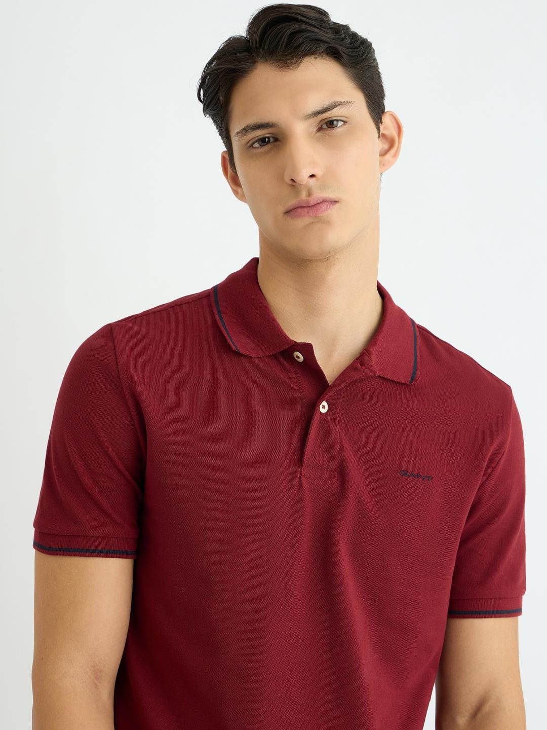 Gant Men Red Solid Polo Tshirt
