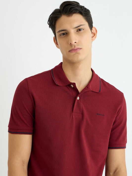 Gant Men Red Solid Polo Tshirt