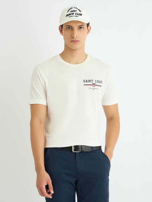 Gant Men White Solid Tshirt