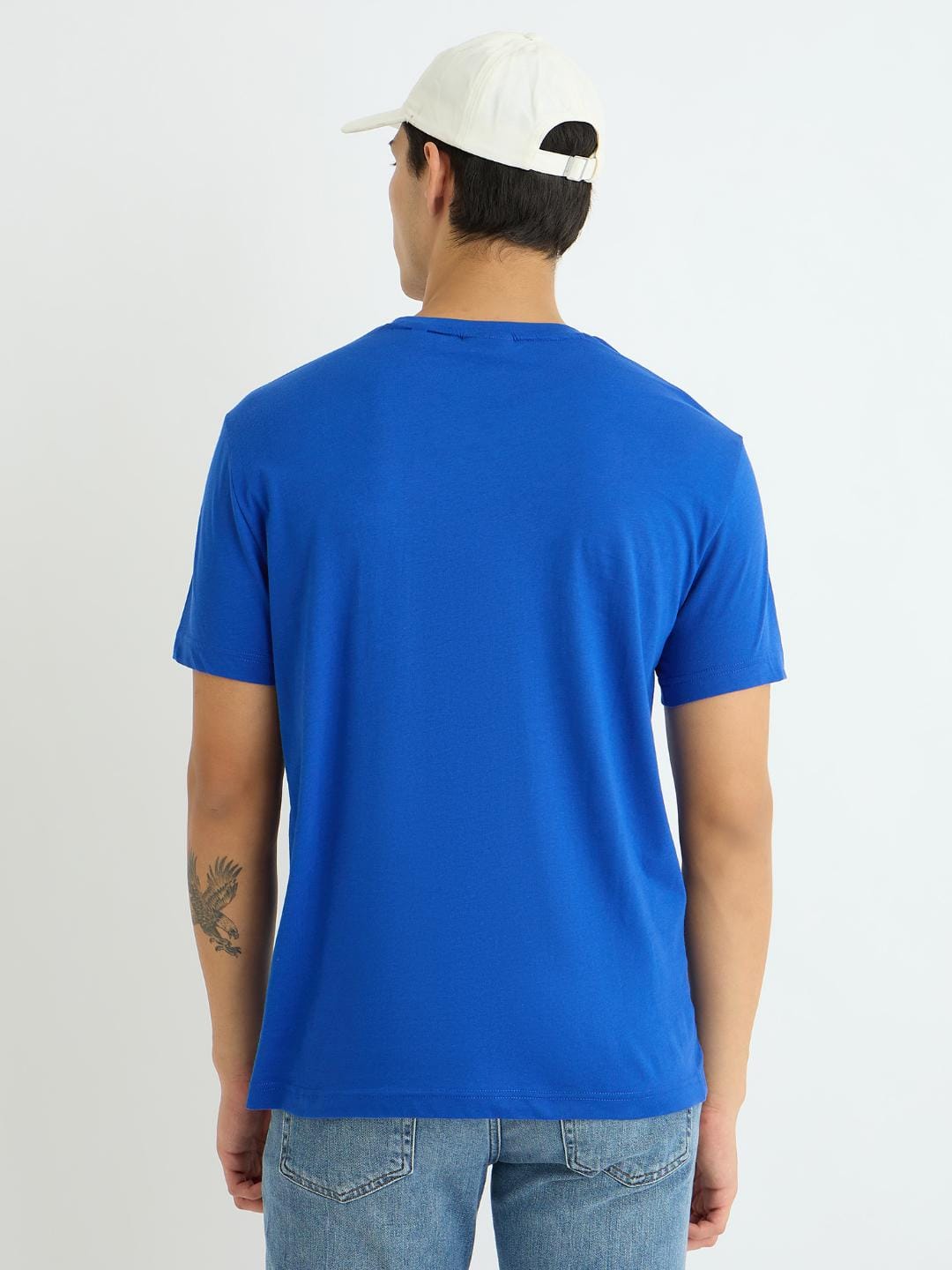 Gant Men Blue Solid Crew Neck Tshirt
