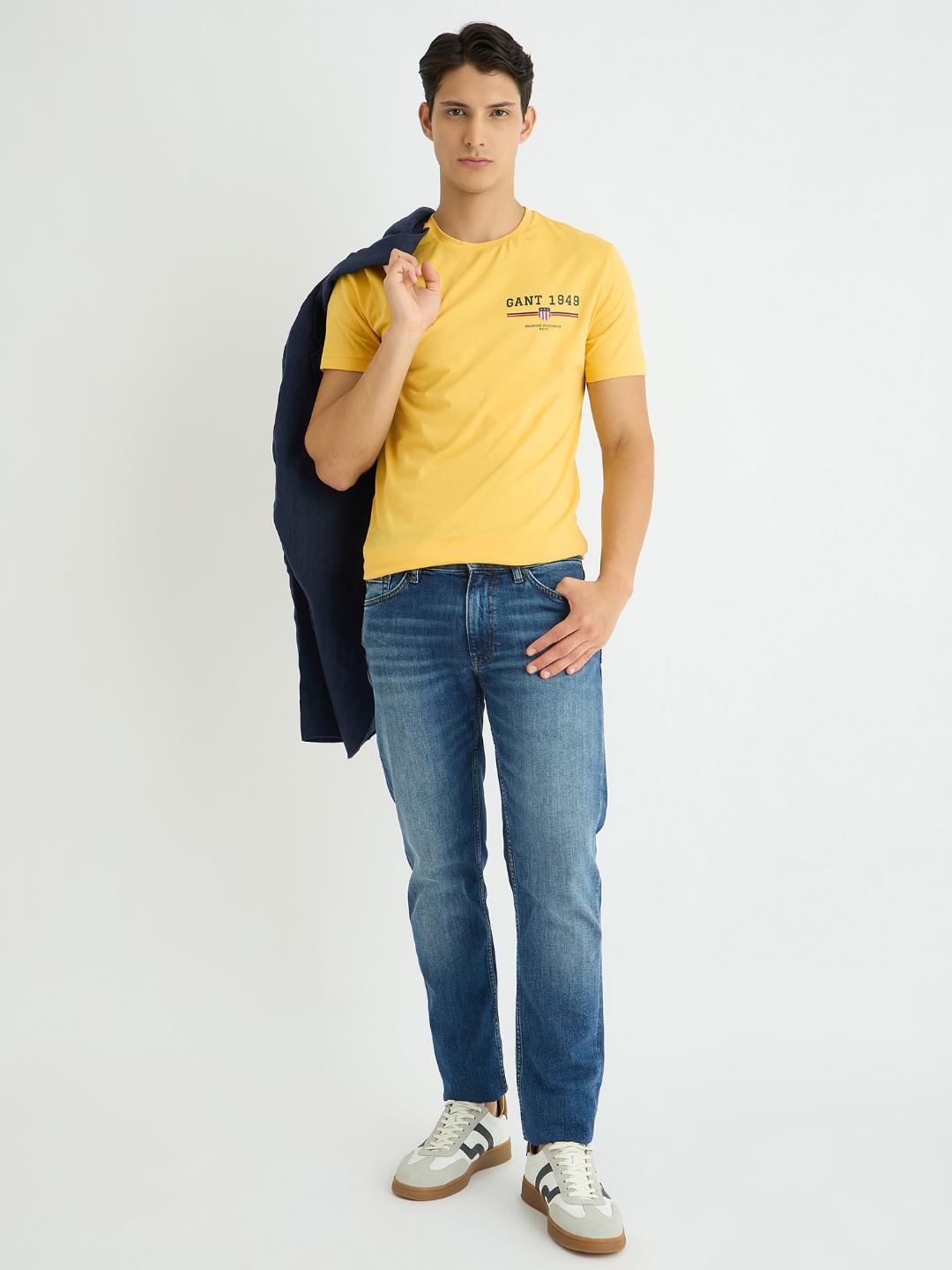 Gant Men Yellow Solid Tshirt