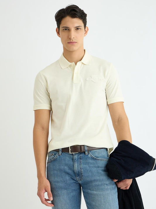 Gant Men Cream Solid Polo Tshirt
