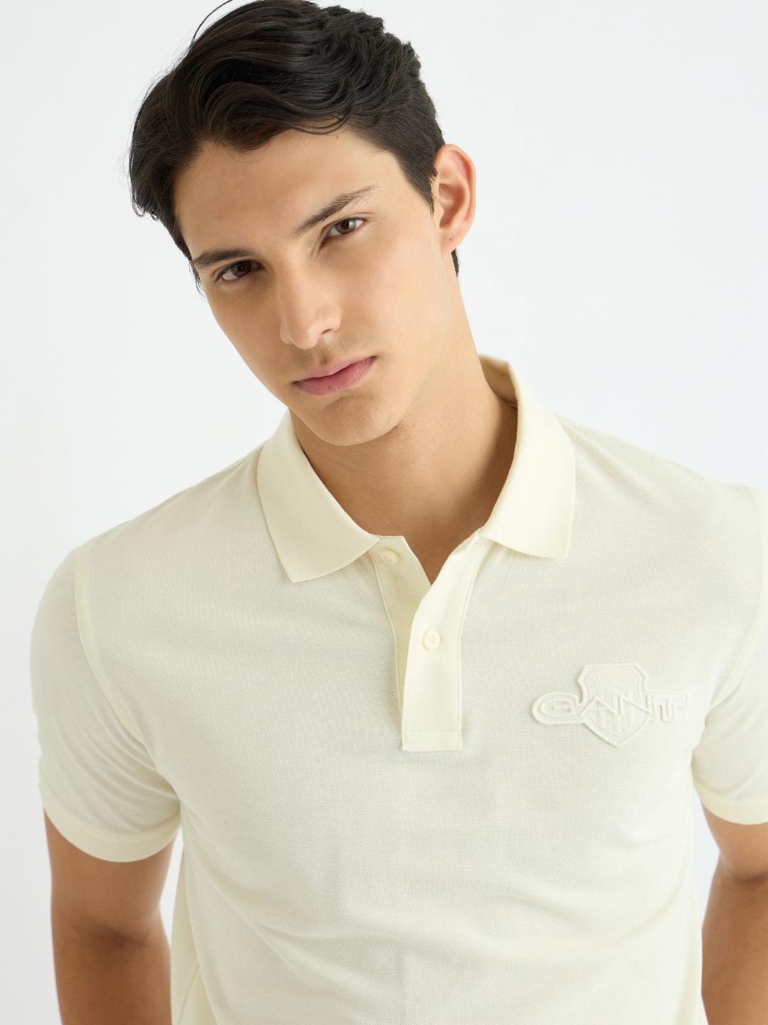 Gant Men Cream Solid Polo Tshirt