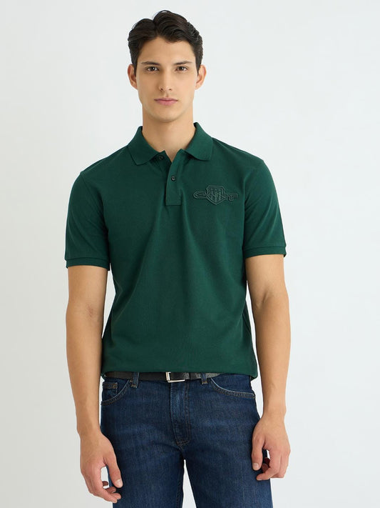 Gant Men Green Solid Polo Tshirt