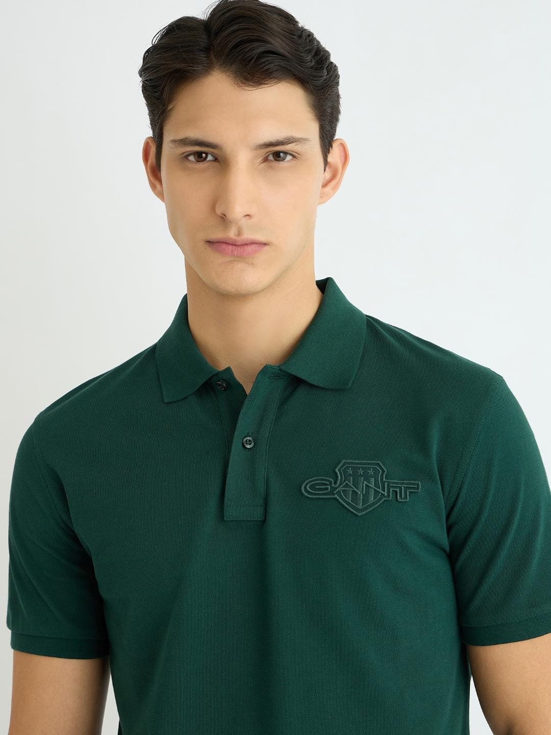 Gant Men Green Solid Polo Tshirt
