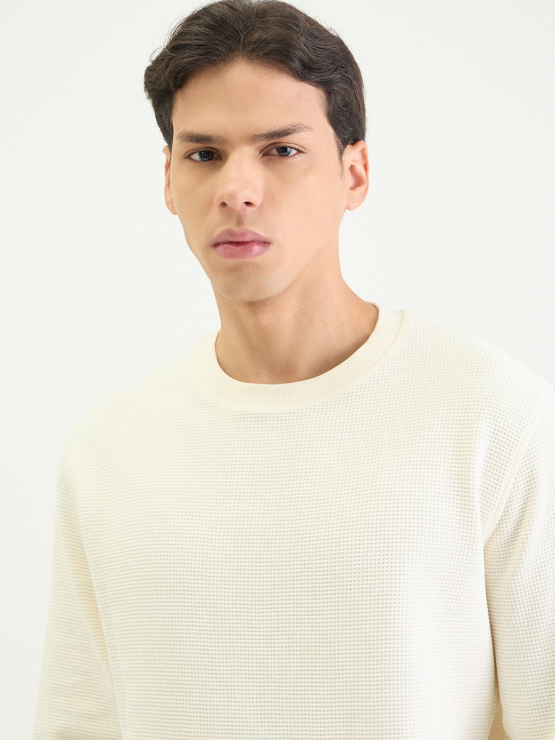 Gant Men Regular Cream Solid Sweatshirt
