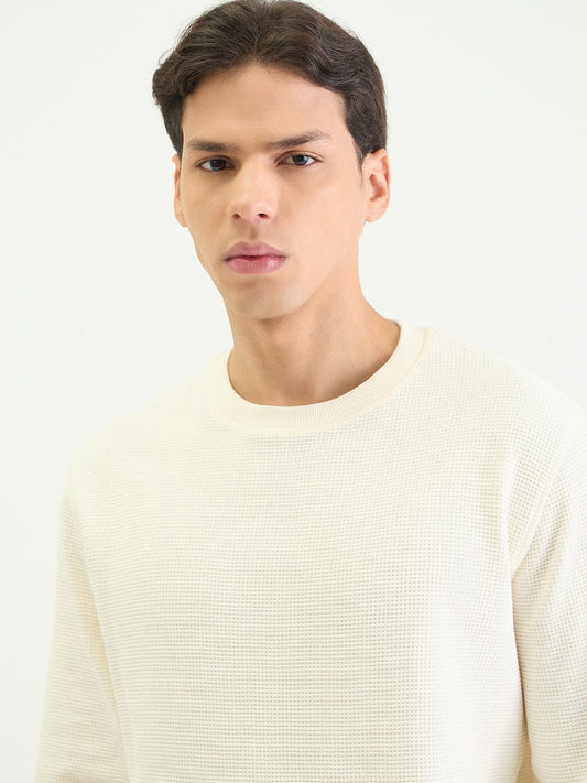 Gant Men Regular Cream Solid Sweatshirt
