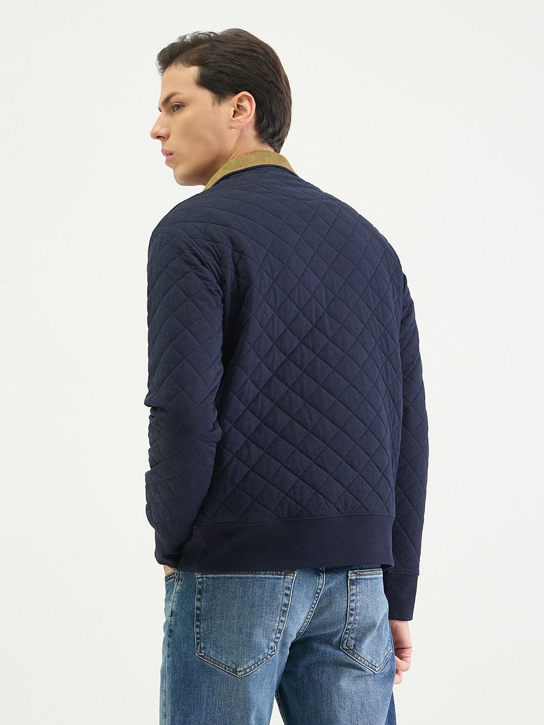 Gant Men Regular Navy Blue Quilted Sweatshirt