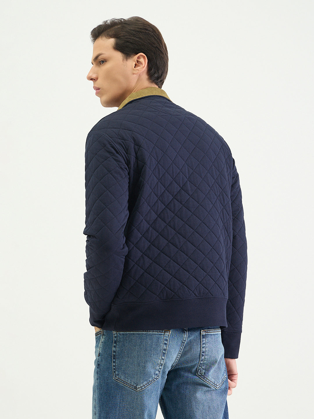 Gant Men Regular Navy Blue Quilted Sweatshirt
