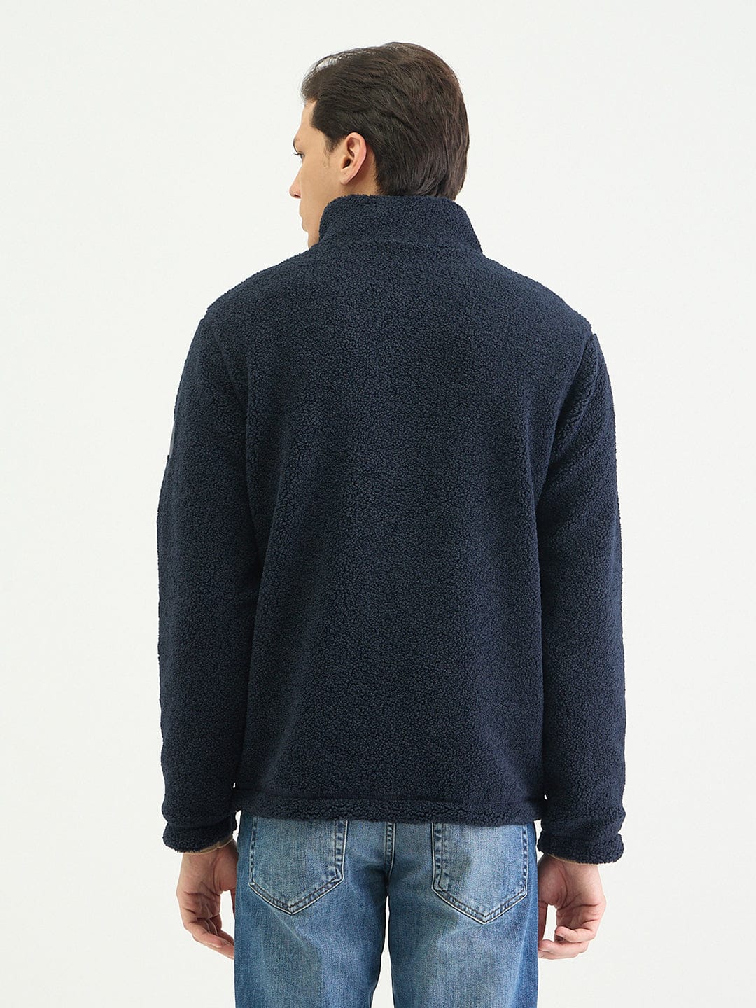 Gant Men Regular Navy Blue Textured Sweatshirt